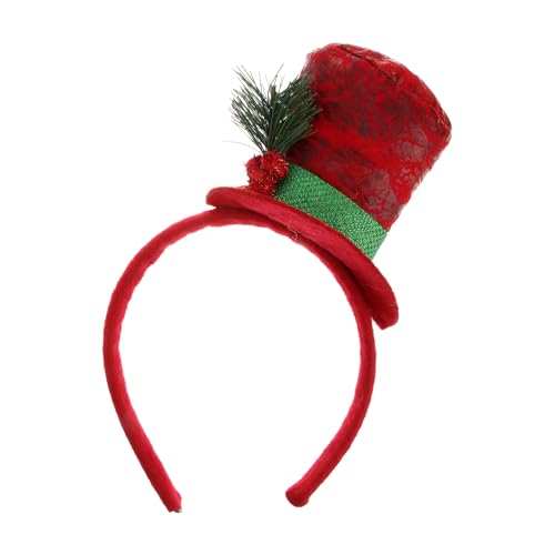 HAPINARY Weihnachtsstirnband für Mädchen Weihnachts-Zylinder-Stirnband Weihnachten Haargummis Haarschmuck Weihnachtshaarband Hut Kopftaste Weihnachtsmütze Fräulein rot von HAPINARY