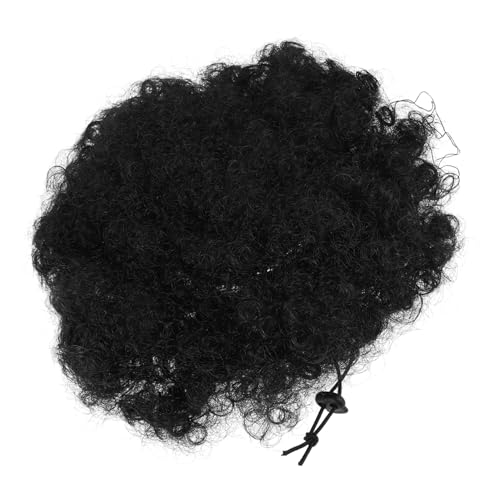 HAPINARY Afrikanischer Pferdeschwanz Mit Kordelzug Synthetische Haarperücke Schwarze Perücke Für Frauen Hitzebeständige Haarteile Einfaches Styling Langlebiges Haaraccessoire von HAPINARY