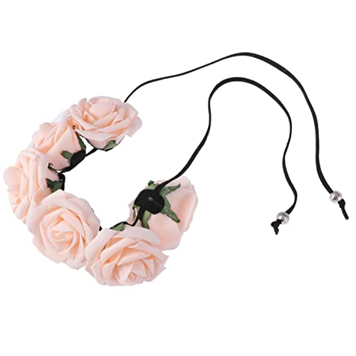 HAPINARY brautjungfer kopfschmuck Halloween-Kranz floraler Kopfschmuck Braut Stirnband Hochzeit Stirnband Haarbänder haarschmuck Tiara Brauthaarkranz rosa Stirnband Blumen Kopfbedeckung von HAPINARY