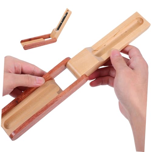 HAPINARY Holzstiftebox Mit Klappmechanismus Massivholzverarbeitung Schreibwaren-Organizer Displaybox Aus Holz Leicht Zugängliches Design Schützende Versiegelung Dauerhafte Haltbarkeit von HAPINARY
