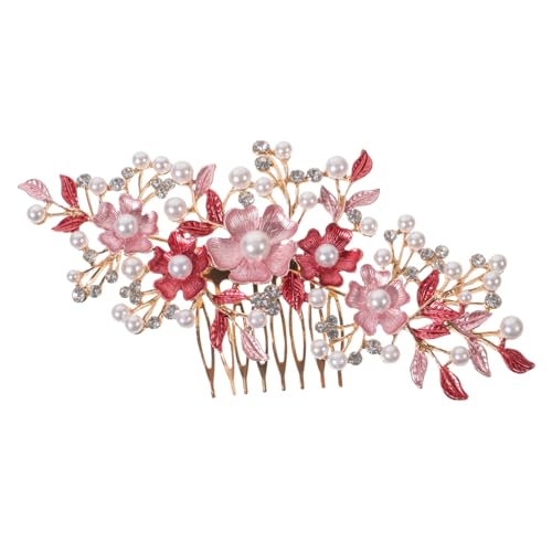 HAPINARY Haarschmuck Für Damen Dekorative Haarspangen Für Damen Haarschmuck Aus Perlen Eleganter Kopfschmuck Haarkämme Für Frauen Funkeln Braut Kopfschmuck Rosa Hochzeit Kamm von HAPINARY