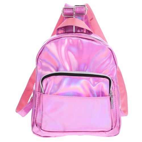 HAPINARY Holografischer Rucksack Für Mädchen Schicke Schultasche Pu Material Strapazierfähig Für Schule Und Freizeit Pink von HAPINARY
