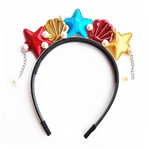 HAPINARY Stirnband mit Meeresmotiven Mädchen Stirnband Prinzessinnenkostüm Stirnbänder Kostüme Haarschmuck kinder party frstival Geschenk Kostümzubehör Perle Meerjungfrau Kleidung Braut rot von HAPINARY