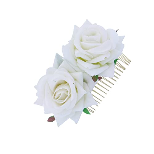 HAPINARY haarschmuck Rosengirlande Blumenkranz floraler Haarkamm rote Haaraccessoires Haarspange Tiara Blumenkamm Rosenblütenkamm Hochzeit Kopfbedeckung rote Rose Braut von HAPINARY