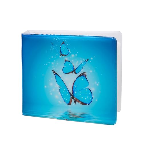 HAPLIVES CD-Hülle, 20 CD/DVD-Hüllen, Brieftasche, tragbare DVD-Hüllen, Aufbewahrungsordner für Auto, Zuhause, Büro, Reisen (blauer Schmetterling) von HAPLIVES
