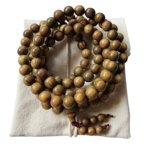 HAPPEACE Mala-Meditationsperlen, 8 mm, natürliches duftendes grünes Sandelholz, 108 Stück, tibetischer Buddhismus Gebetskette HAPPEACE Mala-Meditationsperlen, 8 mm, natürliches duftendes grünes Sandelholz, 108 Stück, tibetischer Buddhismus Gebetskette von HAPPEACE