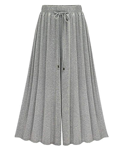 HAPPECA Damen Lässig Breite Bein Culotte Hose Palazzo Hose Stoffhose Capris Lose Weites Bein Hose Elastische Taille Große Größe von HAPPECA