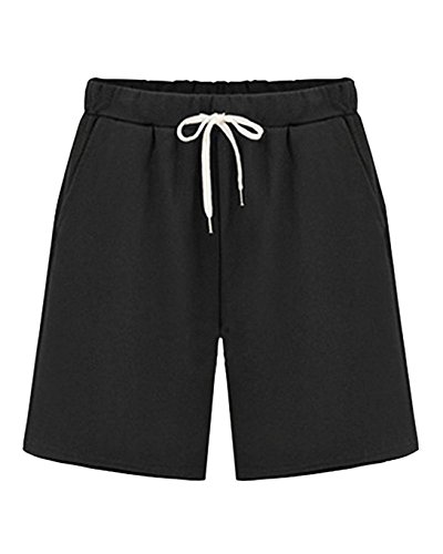 HAPPECA Damen Lässige Kurze Hose Übergröße Breites Bein Kurze Sporthose Sweat Shorts Bermuda Sweatpant Mit Taschen von HAPPECA