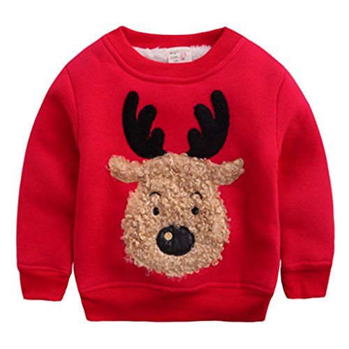 Happy Cherry Jungen Pullover Kids Warme Sweatshirt Streetwear Oberbekleidung, Jungen,für Körpergröße 90-130cm (Rot, Empfehlende Körpergröße: 90-95cm) von Happy Cherry