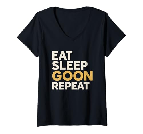 Damen Gooner Lustiges Gooning Meme Eat Sleep Goon Repeat T-Shirt mit V-Ausschnitt Damen Gooner Lustiges Gooning Meme Eat Sleep Goon Repeat T-Shirt mit V-Ausschnitt von HAPPY DAWG
