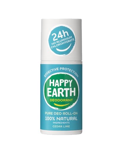 Happy Earth Deodorant - Für Damen und Herren - Deo Roller - 100% Natürliche Inhaltsstoffe & Vegan - Cedar Lime - 75 ML von HAPPY EARTH