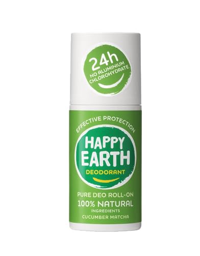 Happy Earth Deodorant - Für Damen und Herren - Deo Roller - 100% Natürliche Inhaltsstoffe & Vegan - Cucumber Matcha - 75 ML von HAPPY EARTH