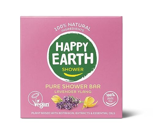 Happy Earth Duschseife - Für Damen und Herren - Duschseifenblock - 100% Natürliche Inhaltsstoffe & Vegan - Lavender Ylang - 90 g von HAPPY EARTH