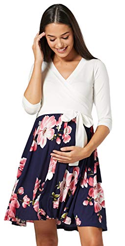 HAPPY MAMA Chelsea Clark. Damen Umstandskleid Kleid Empire-Taille Vordere Krawatte. 657p (Style 1, 40-42, L) von HAPPY MAMA