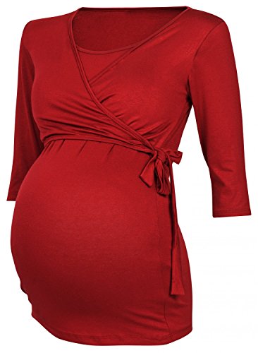 HAPPY MAMA Damen 2in1 Umstands Stillshirt Bolero Stilltop Tunika Stillbluse 458p (Purpur, 44, 2XL) von HAPPY MAMA