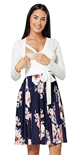 HAPPY MAMA Damen Mutterschaft Muster Skater Band Taille Kleid V- Ausschnitt 551p (Style 1, 42, XL) von HAPPY MAMA