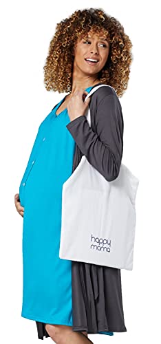 HAPPY MAMA Damen Umstands Stillnachthemd Morgenmantel Set Stillfunktion 1009 (Aqua & Graphit, 42-44, L) von HAPPY MAMA