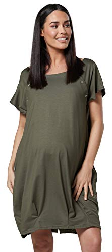 HAPPY MAMA Damen Umstandsentbindung von Haut zu Haut Nachthemd 097 (Khaki, 36-38, XS) von HAPPY MAMA