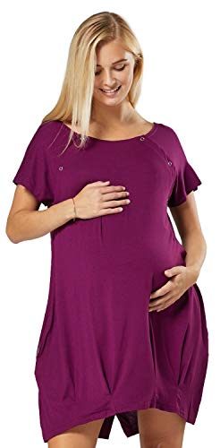 HAPPY MAMA Damen Umstandsentbindung von Haut zu Haut Nachthemd 097 (Pflaume, 44-46, XL) von HAPPY MAMA