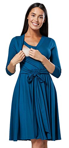 HAPPY MAMA Damen Umstandskleid Stillkleid 3/4 ?rmel 525 (Flaschengr?n, 36-38, S) von HAPPY MAMA