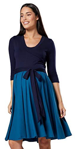 HAPPY MAMA Damen Umstandskleid Stillkleid 3/4 ?rmel 525 (Marine & Flaschengr?n, 36-38, S) von HAPPY MAMA