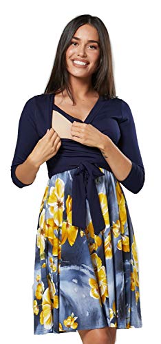 HAPPY MAMA Damen Umstandskleid Stillkleid 3/4 ?rmel 525 (Farbe 16, 42-44, XL) von HAPPY MAMA