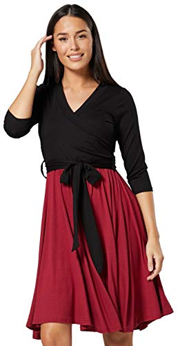 HAPPY MAMA Damen Umstandskleid Stillkleid 3/4 ?rmel 525 (Schwarz & Purpur, 44-46, 2XL) von HAPPY MAMA