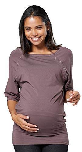 HAPPY MAMA Damen Umstandspflege Fledermaus Top 023 (Cappuccino, 42, XL) von HAPPY MAMA