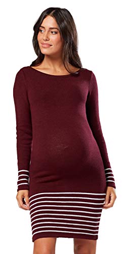 HAPPY MAMA Damen Umstandsstrickkleid Midi Pullover Kleid Lange Ärmel 050 (Purpur, 36-38, S/M) von HAPPY MAMA