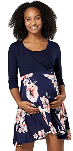 HAPPY MAMA. Damen 2in1 Umstands gerafften Stillkleid Skaterkleid 3/4 Ärmel. 603p (Style 10, 38, M) von HAPPY MAMA