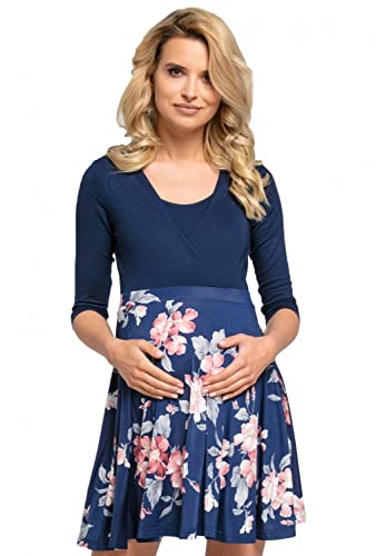 HAPPY MAMA. Damen 2in1 Umstands gerafften Stillkleid Skaterkleid 3/4 Ärmel. 603p (Style 3, 44, 2XL) von HAPPY MAMA