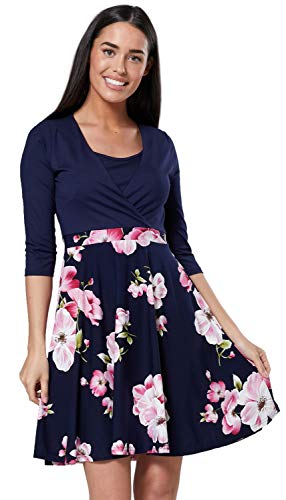 HAPPY MAMA. Damen 2in1 Umstands gerafften Stillkleid Skaterkleid 3/4 Ärmel. 603p (Style 9, 42, XL) von HAPPY MAMA