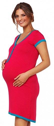 HAPPY MAMA. Damen Umstands-Nachthemd mit Stillfunktion. Stillshirt Kurzarm. 981p (Fuchsie, 38-40, L) von HAPPY MAMA