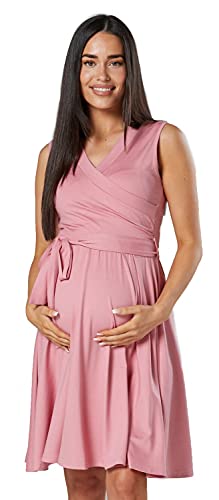 HAPPY MAMA. Damen Umstands Stillkleid Lagendesign V-Ausschnitt Empire-Taille. 078p (Altrosa, 36, S) von HAPPY MAMA