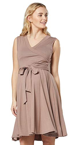 HAPPY MAMA. Damen Umstands Stillkleid Lagendesign V-Ausschnitt Empire-Taille. 078p (Cappuccino, 40, L) von HAPPY MAMA