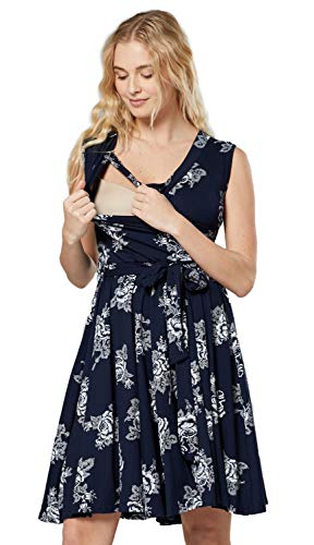 HAPPY MAMA. Damen Umstands Stillkleid Lagendesign V-Ausschnitt Empire-Taille. 078p (Farbe 1, 38, M) von HAPPY MAMA