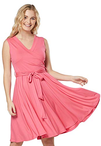 HAPPY MAMA. Damen Umstands Stillkleid Lagendesign V-Ausschnitt Empire-Taille. 078p (Koralle, 42, XL) von HAPPY MAMA