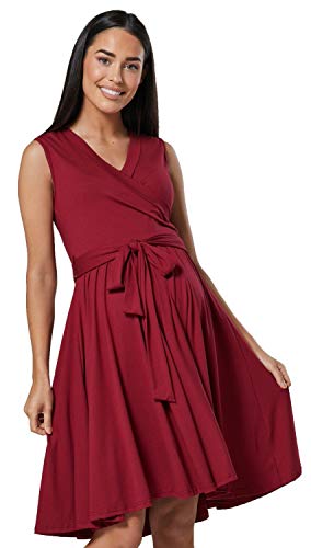 HAPPY MAMA. Damen Umstands Stillkleid Lagendesign V-Ausschnitt Empire-Taille. 078p (Purpur, 36, S) von HAPPY MAMA