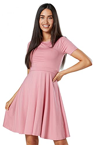 HAPPY MAMA. Damen Umstands Stillkleid Midi Schaukel Kleid Kurzarm.084p (Altrosa, 36, S) von HAPPY MAMA