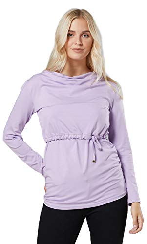 HAPPY MAMA. Damen Umstandsmode Stillzeit Top Lagendesign U-Boot-Ausschnitt. 002p (Lavendel, 36-38, S) von HAPPY MAMA