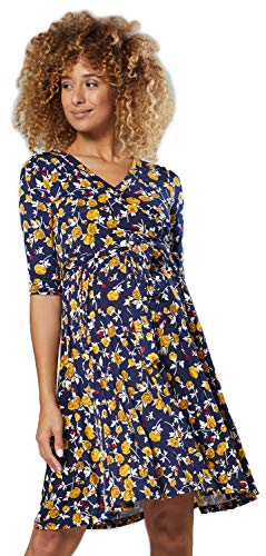 Happy Mama.Damen 2in1 Umstands gerafften Stillkleid Doppelschicht 3/4 Ärmel.609p (Farbe 11, 40, L) von HAPPY MAMA