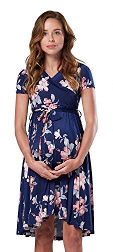 Happy Mama.Damen 2in1 Umstands gerafften Stillkleid Doppelschicht Kurzarm.598p (Style 2, EU 38, M) von HAPPY MAMA