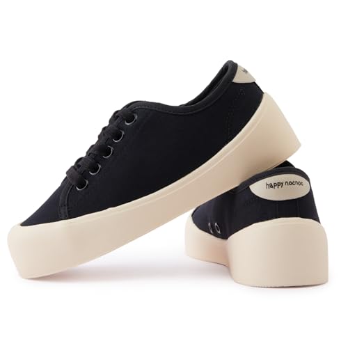 HAPPY NOCNOC Jungen Mädchen Kinder Schuhe mit Schnürsenkeln, leichte Canvas Sneaker mit Sportsohle von HAPPY NOCNOC