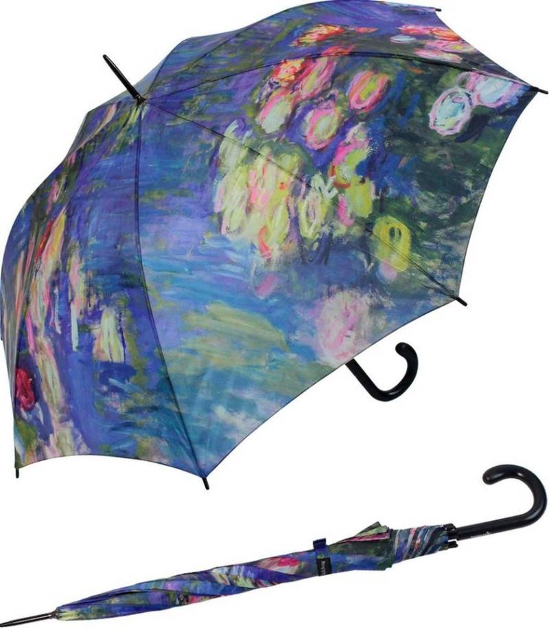 HAPPY RAIN Langregenschirm großer Regenschirm mit Künstlermotiv für Damen, Motiv Monet Seerosen von HAPPY RAIN