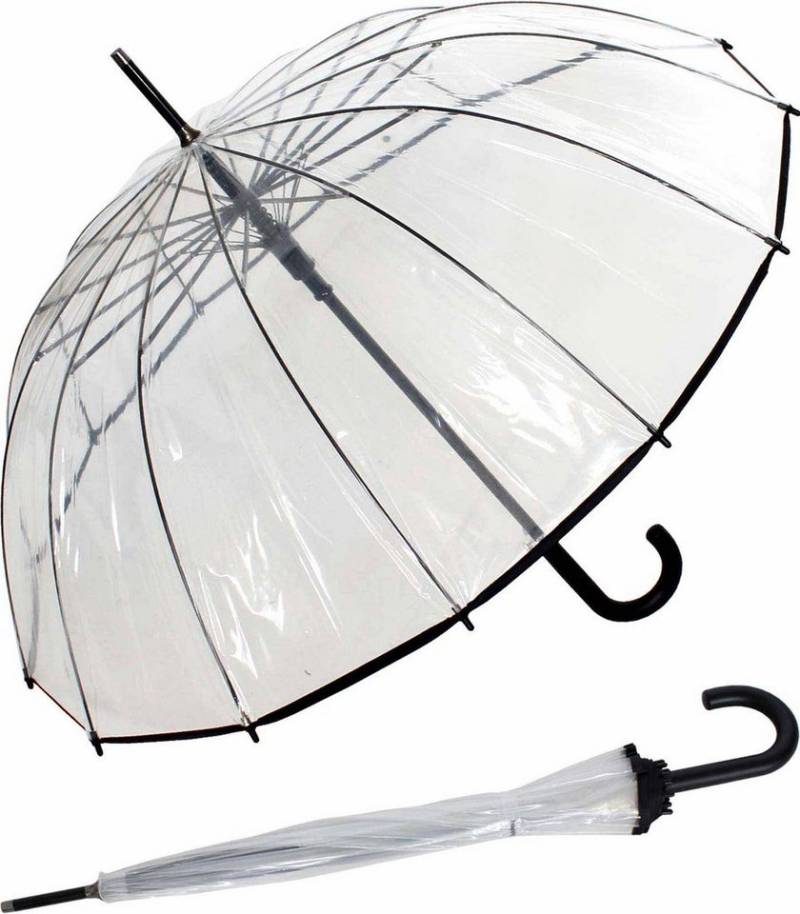 HAPPY RAIN Stockregenschirm 14teiliger Regenschirm mit Automatik transparent, durchsichtig von HAPPY RAIN