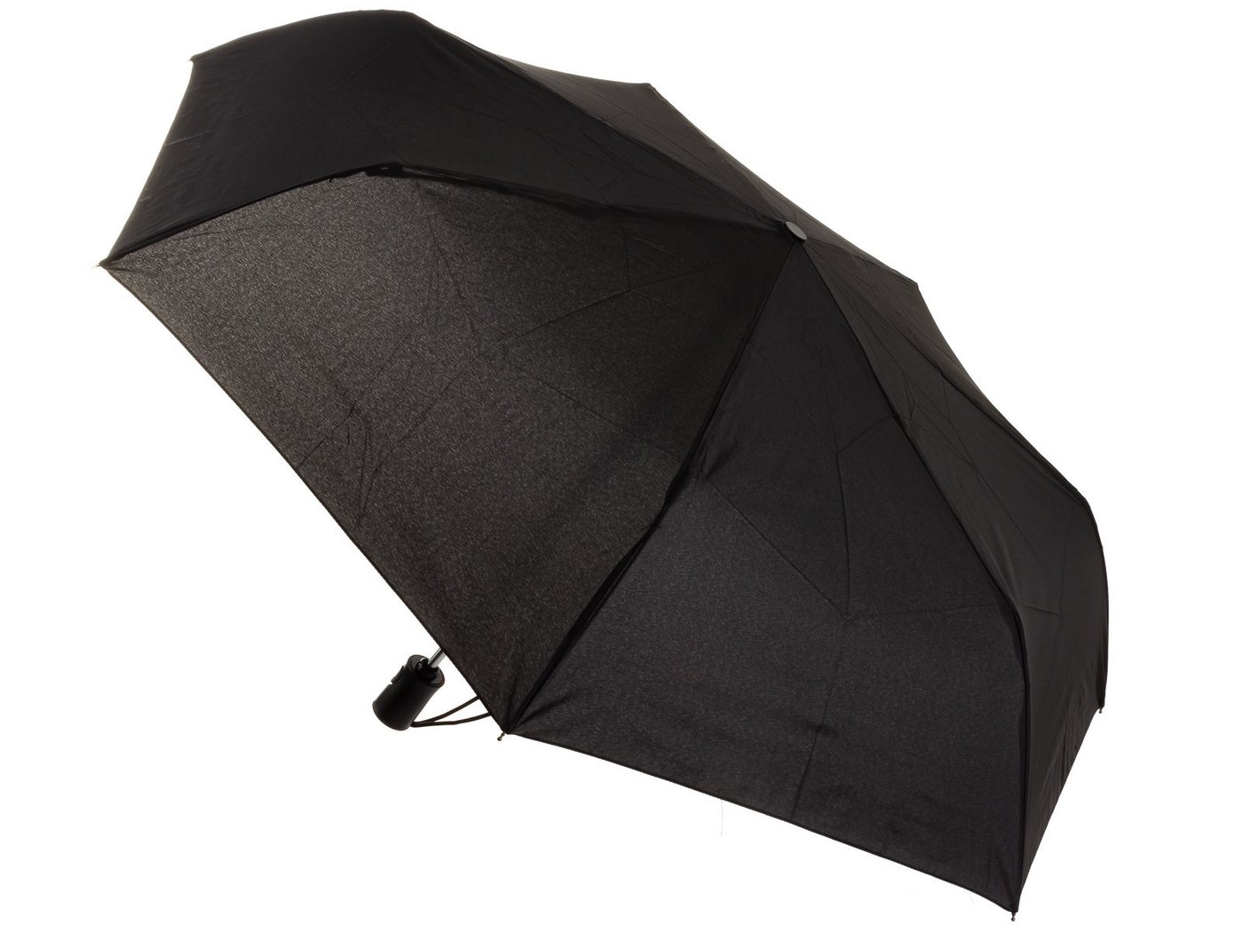 HAPPY RAIN Taschenregenschirm Essentials Taschenschirm mit Vollautomatik und Schirmhülle Schwarz, Vollautomatik von HAPPY RAIN