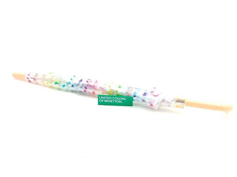 HAPPY RAIN Taschenregenschirm Kinderstockschirm transparent Benetton Long Domeshape Kids hearts von HAPPY RAIN