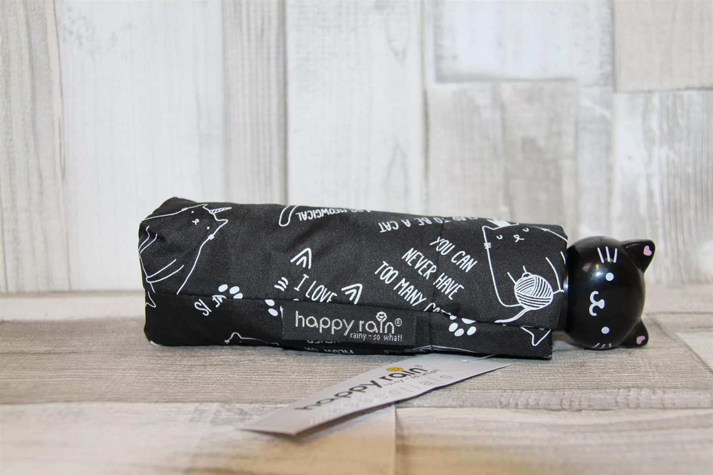 HAPPY RAIN Taschenregenschirm Taschenschirm HappyRain schwarz Katzen von HAPPY RAIN