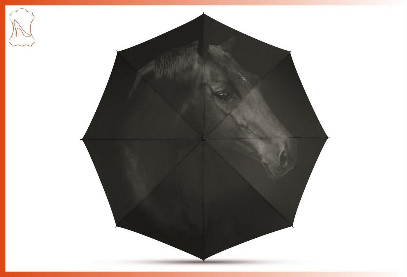 HAPPY RAIN Taschenregenschirm Taschenschirm schwarz mit Pferd Halbautomatik Mini AC von HAPPY RAIN