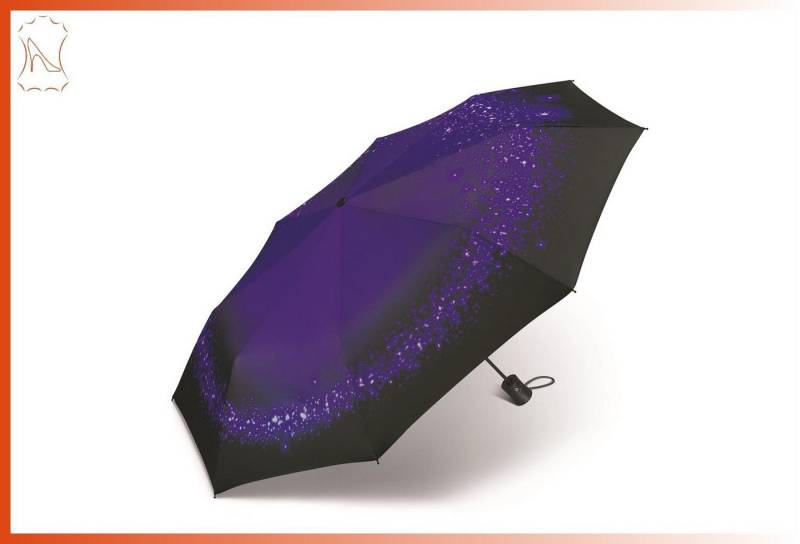 HAPPY RAIN Taschenregenschirm Taschenschirm schwarz mit lila Wirbel Halbautomatik Mini AC von HAPPY RAIN